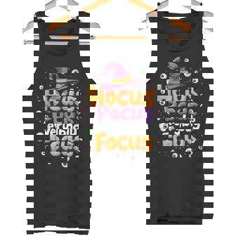 Halloween Witch Hat Teacher Hocus Pocus Everybody Focus Boo Tank Top - Monsterry