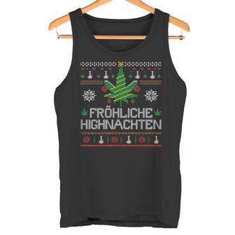 Happy Highnachten Ugly Christmas Hemp Marijuana Tank Top - Geschenkecke