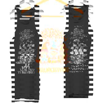 Happy Thanksgiving Gnomes Pumpkin Autumn Leaves Thanksgiving Tank Top - Monsterry