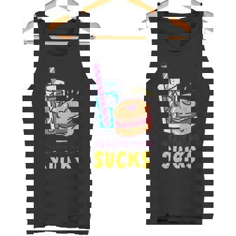 Healthy Food Sucks Healthy Food Is Shit Doodle Tank Top - Monsterry