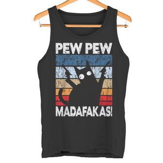 Hombre Pew Pew Madafakas Gato Loco Retrointage Divertido Camiseta sin mangas - Regaloses