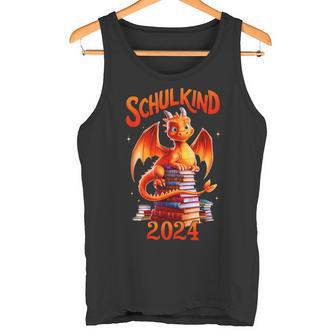 Kinder Schulkind 2024 Drache Bücher Jungen First Day At School Tank Top - Geschenkecke