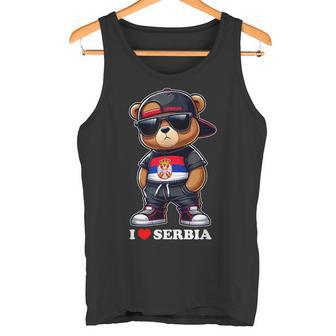 I Love Serbia Serbian Flag Teddy Bear Srbija Tank Top - Seseable