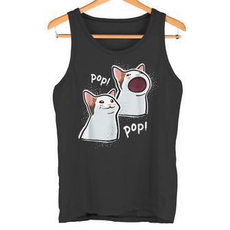 Meme De Gato Popping Pop Cat Cat Memes Camiseta sin mangas - Regaloses
