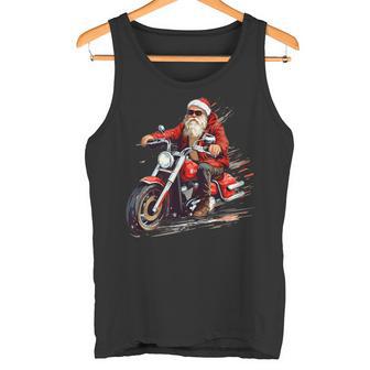 Motociclista De Navidad Moto Papá Noel Papá Noel En Moto Camiseta sin mangas - Regaloses