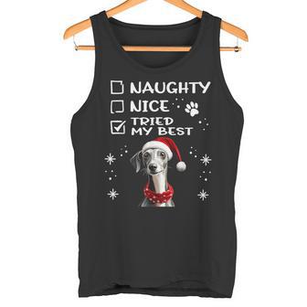 Niedlicher Whippet-Hund Weihnachten Naughty Nice Tried My Best Tank Top - Geschenkecke