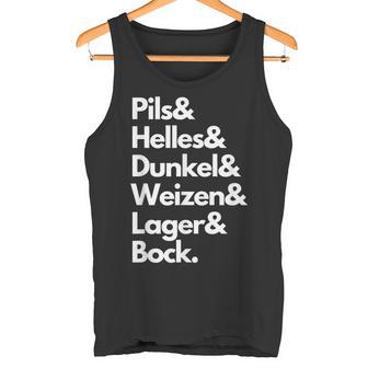 Pils Helles Dunkel Weizen Lager & Bock Biersorten Bier Trink Tank Top - Geschenkecke