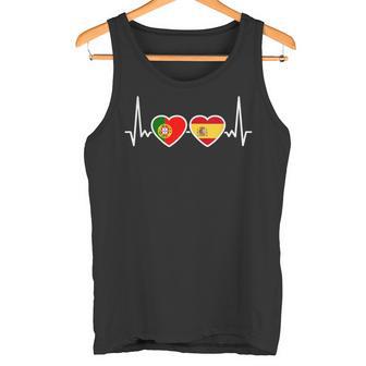 Portugal Spain Heartbeat Flag Spanish Portuguese Tank Top - Geschenkecke