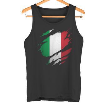 Proud Italian Italia Ripped Italian Flag Tank Top - Geschenkecke