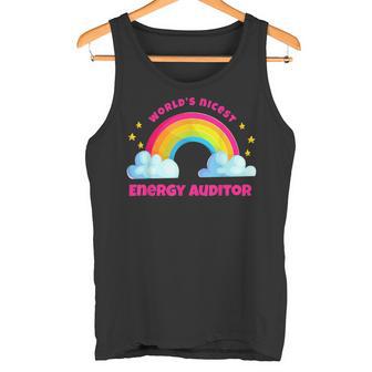 Regenbogen Retro World's Netteste Energie Auditor Tank Top - Seseable