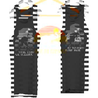 Retro Sunset Save The Elephants Africa Wild Animal Vintage Tank Top Tank Top - Monsterry