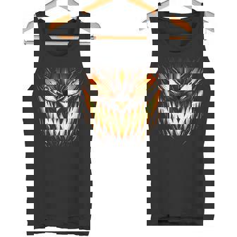 Scary Jack O Lantern Face Carved Pumpkin Halloween Costume Tank Top - Monsterry