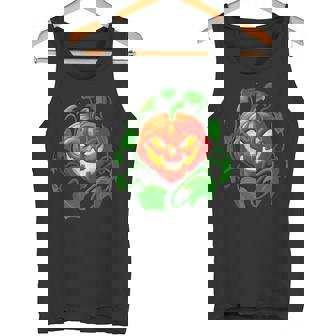 Scary Jack O'Lantern Vine Pumpkin Artistic Halloween Cute Tank Top Tank Top - Monsterry