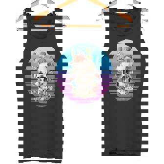 Skull Flowers Cacti Crown Petals Succulents Blossoms Teeth Premium Tank Top - Monsterry
