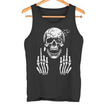 Skull Skeleton Middle Finger Adult Humour F You Tank Top - Geschenkecke