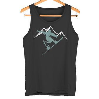 Snowboard Snowboarder Blue Mountain Winter Adventure Tank Top - Monsterry