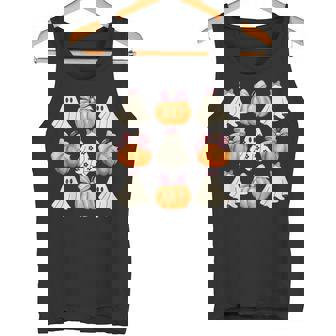 Spooky Season Halloween Ghost Pumpkin Ribbon Coquette Bow Tank Top - Monsterry