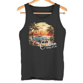 Sunset Cuba Oldtimer Palm Trees Retrointage Summer Tank Top - Geschenkecke