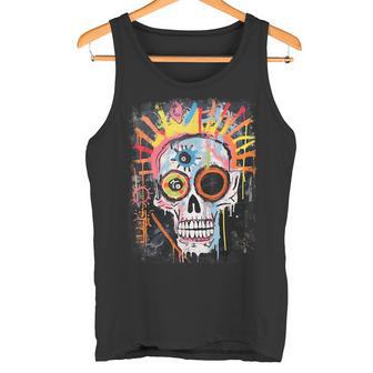 Vintage Graffiti Biker Rocker Skeleton Punk Horror Skull Tank Top - Geschenkecke