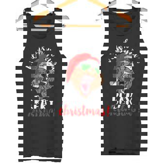 We Wish You A Beary Christmas Santa Bear Xmas Sunglasses Premium Tank Top - Monsterry