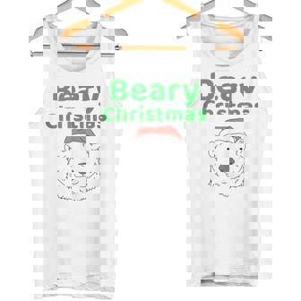 BEARY CHRISTMAS Pun Polar Bear In Santa Hat Tank Top Tank Top - Monsterry