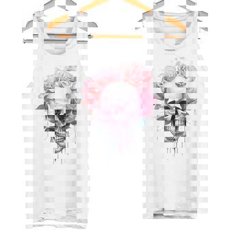 Calavera Abstracto Artista Flor Ilustración Pintura Calavera Camiseta sin mangas - Regaloses