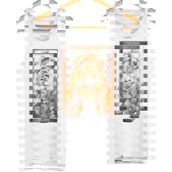Cat And Lion Confrontation Tank Top - Monsterry