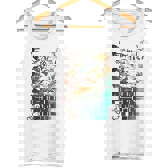 Feline Fine Trippy Outer Space Winking Cat Tank Top - Monsterry