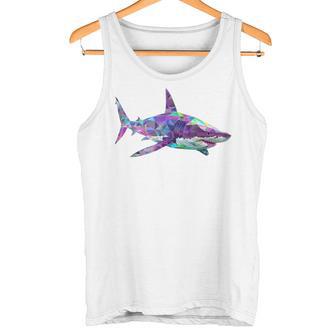 Great Shark Polygon Fishing Scuba Diving Shark Lover Tank Top - Monsterry