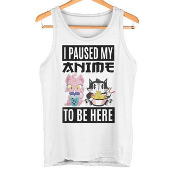 Ich Habe Meinen Anime Pausiert Hier Zu Sein Ramen Kawaii Cat Gray Tank Top - Geschenkecke