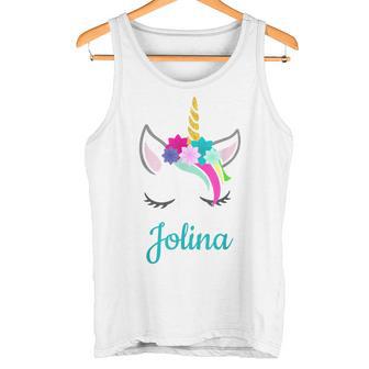 Jolina Name Geschenk Colourful Unicorn Jolina Tank Top - Geschenkecke