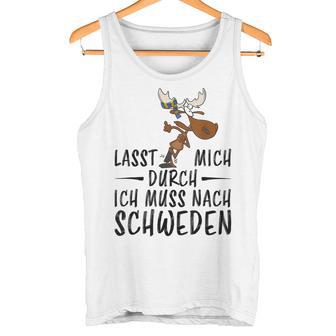 Lass Mich Durch Ich Muss Nach Sweden Blue Tank Top - Seseable