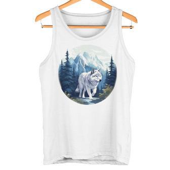 Lone Wolf Überlebt Die Berg-Silhouette-Kunst Tank Top - Geschenkecke