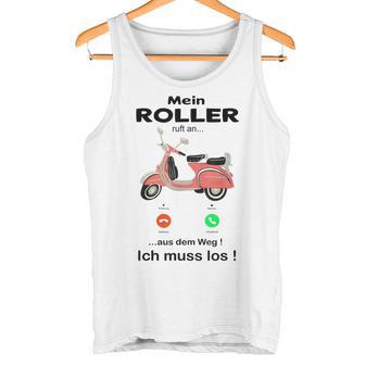 Mein Roller Ruft An Mofa Moped Retro Scooter Gray Tank Top - Geschenkecke