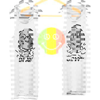 Peace One Love Rasta Reggae Cara Feliz Rastafari Sonrisa Cara Camiseta sin mangas - Regaloses