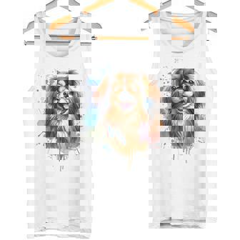 Perro Spaniel Tibetano Acuarela Obra De Arte Camiseta sin mangas - Regaloses