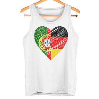 Portugal Germany Heart Germany Flag Portuguese Flag Heart Blue Tank Top - Seseable
