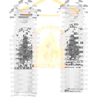 Retro Rockin Around The Christmas Tree Bronco Cowboy Rodeo Tank Top - Monsterry