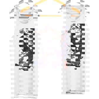 S Estampadas En Madera Con Diseño De Cuervo Y Flor De Cerezo Japonés Camiseta sin mangas - Regaloses
