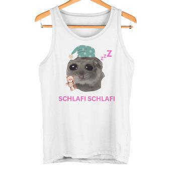 Schlafi Schlafi Sad Hamster Meme Gray Tank Top - Seseable