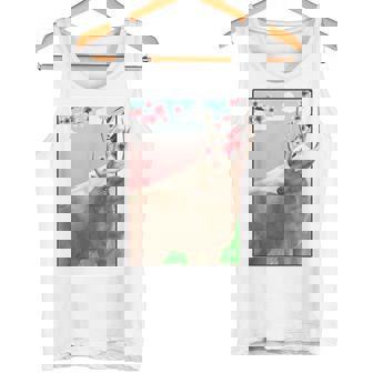 Sika Deer Japanese Cherry Blossom Sakura Flower Vintage Tank Top - Monsterry