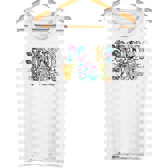 Spooky Vibes Trick Or Treat Skull Ghost Fall Happy Halloween Tank Top - Monsterry