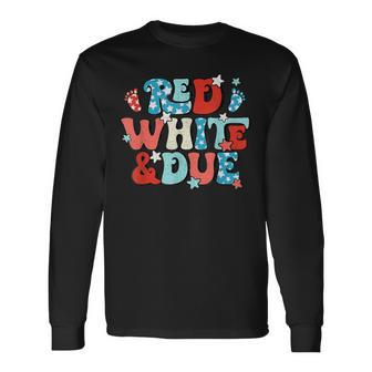 4Th Of July Red White And Due Pregnancy Announcement Long Sleeve T-Shirt - Monsterry CA