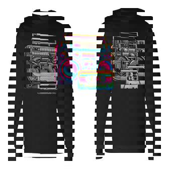 80S 90S 1980S Boombox Stereo Fashion Eighties Retro Theme Long Sleeve T-Shirt - Thegiftio UK