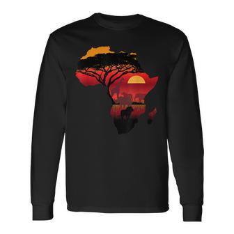 Africa Big Five Silhouette Africa Safari Map Africa Langarmshirts - Geschenkecke