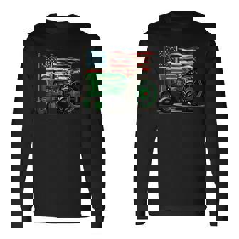Agriculture Farm Tractor Usa Flag Tractor American Farm Usa Long Sleeve T-Shirt | Seseable UK