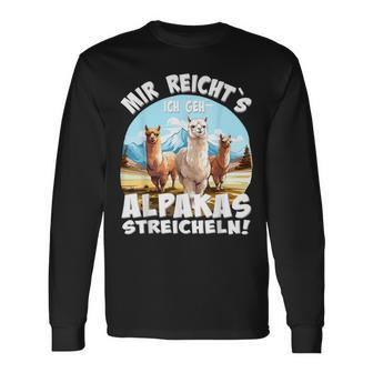 Alpaca And Lamas Mir Reichts Ich Geh Alpakas Streicheln Langarmshirts - Geschenkecke