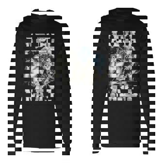 Alpha Male Wolf Y2k Meme Ironic Brainrot Long Sleeve T-Shirt - Thegiftio UK
