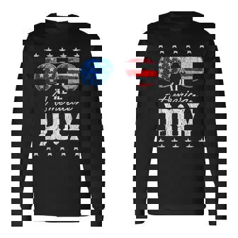 All American Boy Usa Flag Sunglasses 4Th Of July Boys Long Sleeve T-Shirt - Thegiftio