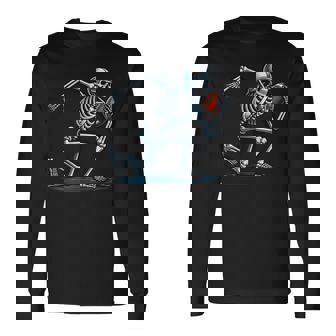 American Football Skeleton Boys Football Fan Halloween Long Sleeve T-Shirt - Thegiftio